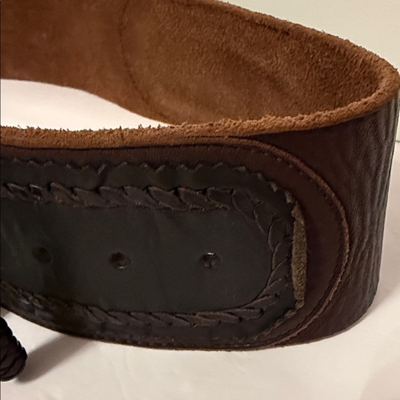 ALL SAINTS JACKS PLACE VINTAGE BELT WIDE BROWN LEATHER BRAID ACCENT SIZE L - Picture 7 of 13